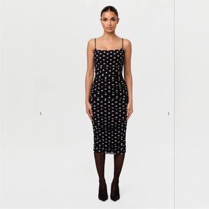 Naked Wardrobe Black and White Polka Dot Midi Dress